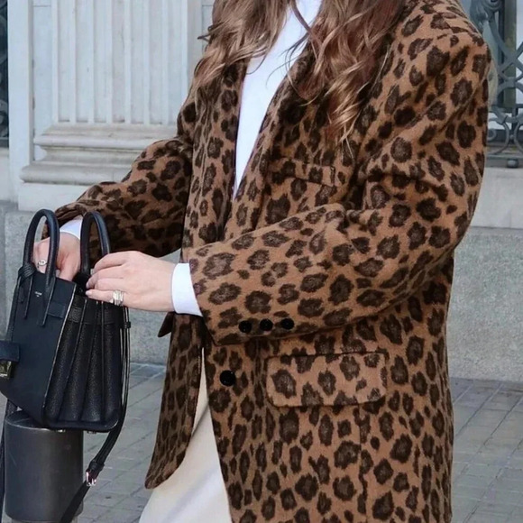 Brown Casual Women's Leopard Print Blazer - Picture 2 of 7